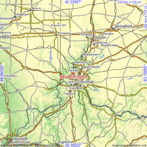 Topographic map of New Burlington