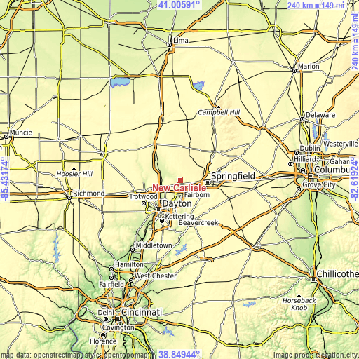 Topographic map of New Carlisle