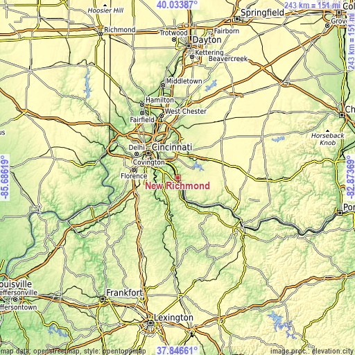 Topographic map of New Richmond