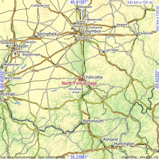 Topographic map of North Fork Village