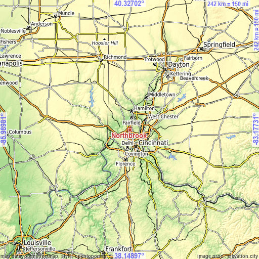 Topographic map of Northbrook