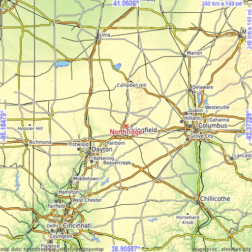 Topographic map of Northridge