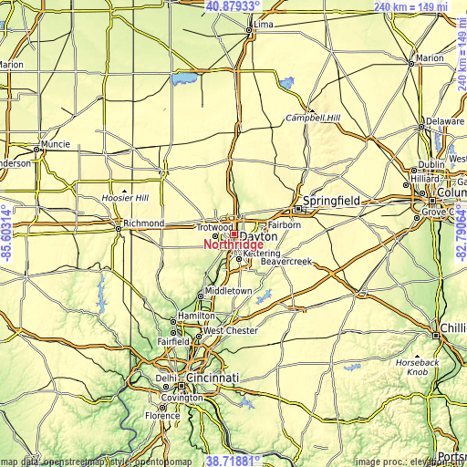 Topographic map of Northridge