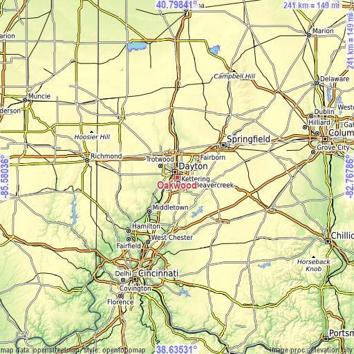 Topographic map of Oakwood