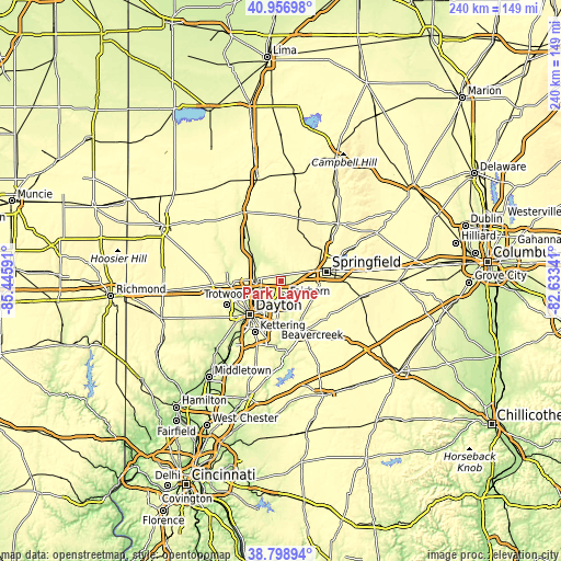 Topographic map of Park Layne