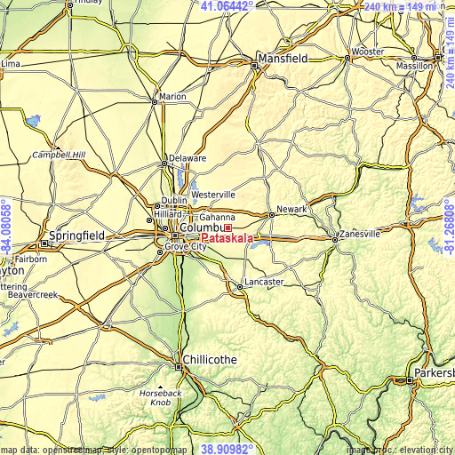 Topographic map of Pataskala