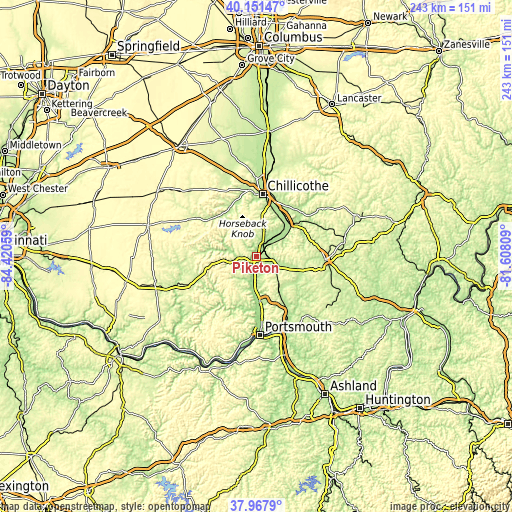 Topographic map of Piketon