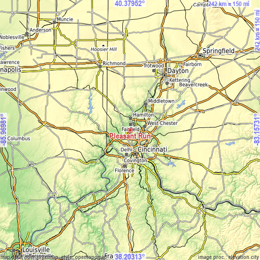 Topographic map of Pleasant Run