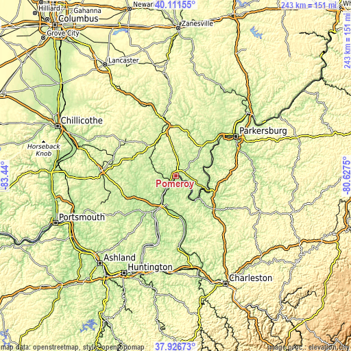 Topographic map of Pomeroy