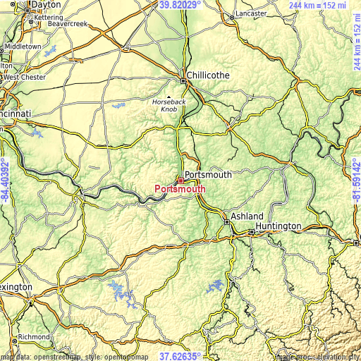 Topographic map of Portsmouth