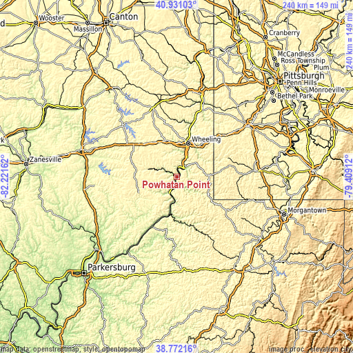 Topographic map of Powhatan Point