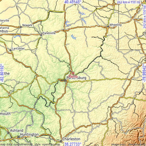 Topographic map of Reno