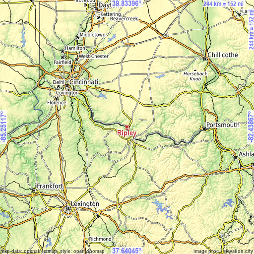 Topographic map of Ripley