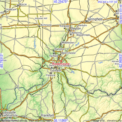 Topographic map of Rossmoyne