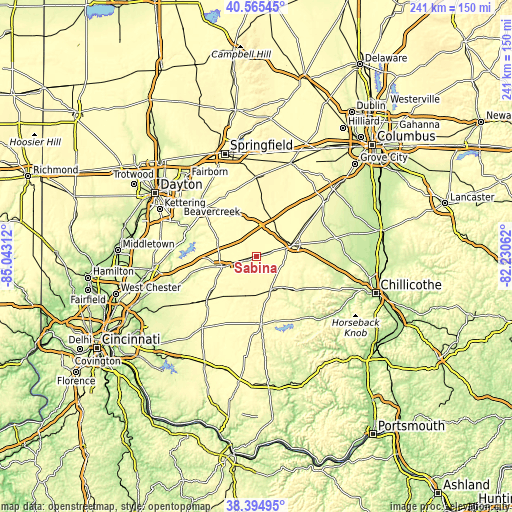 Topographic map of Sabina