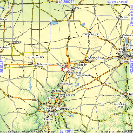 Topographic map of Shiloh