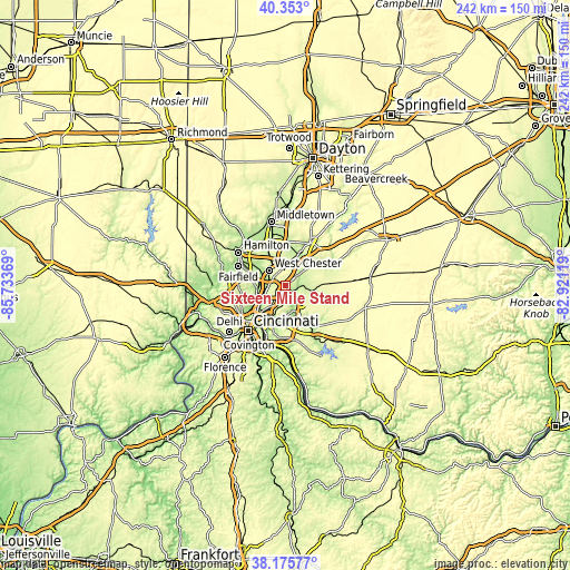 Topographic map of Sixteen Mile Stand