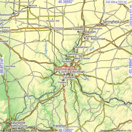 Topographic map of Skyline Acres