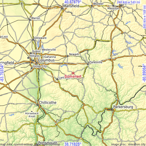 Topographic map of Somerset