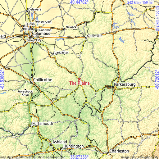 Topographic map of The Plains