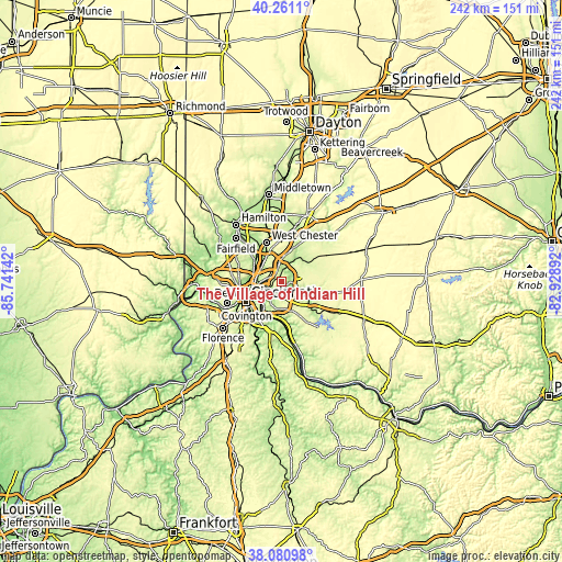 Topographic map of The Village of Indian Hill