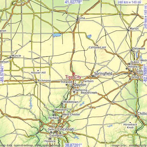 Topographic map of Tipp City