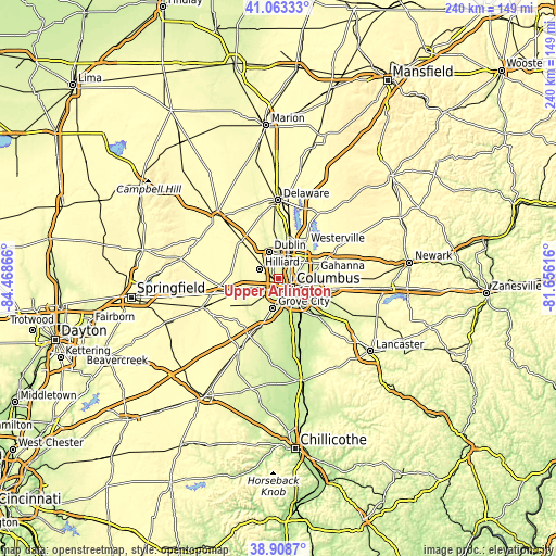 Topographic map of Upper Arlington