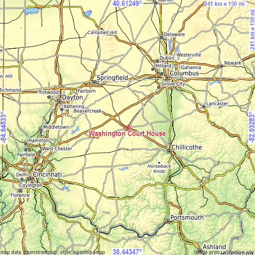 Topographic map of Washington Court House