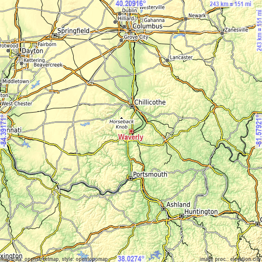 Topographic map of Waverly