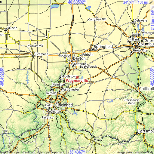 Topographic map of Waynesville