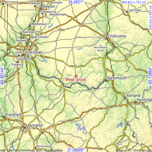 Topographic map of West Union