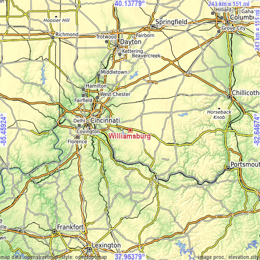 Topographic map of Williamsburg