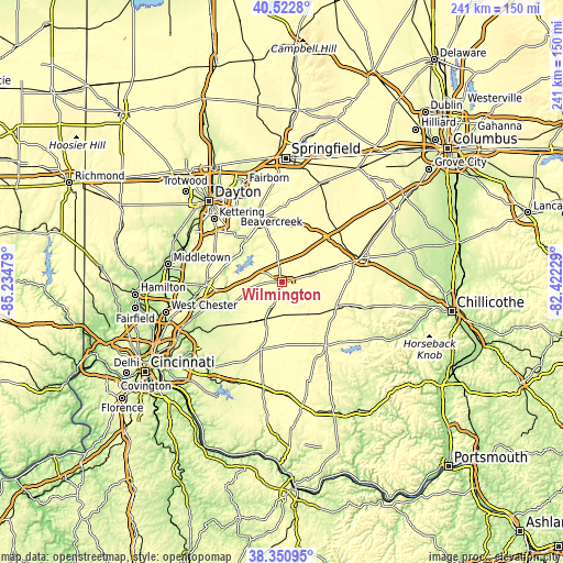 Topographic map of Wilmington