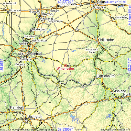 Topographic map of Winchester