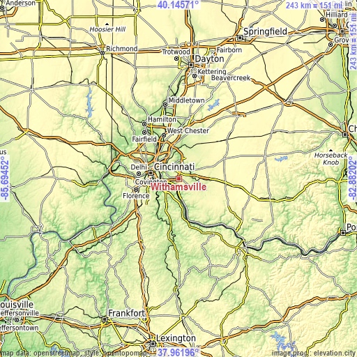 Topographic map of Withamsville