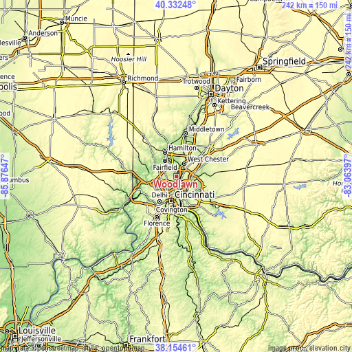 Topographic map of Woodlawn