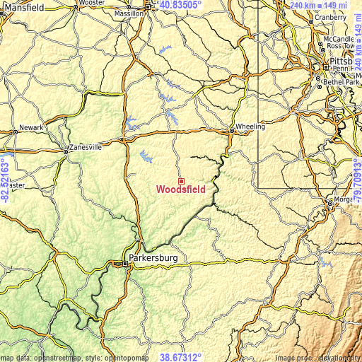 Topographic map of Woodsfield