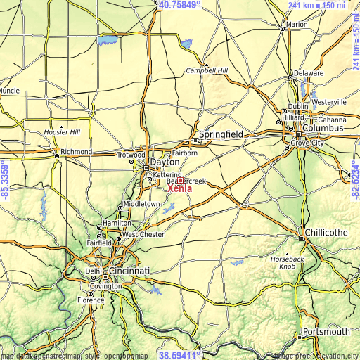 Topographic map of Xenia