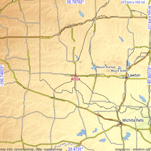 Topographic map of Altus