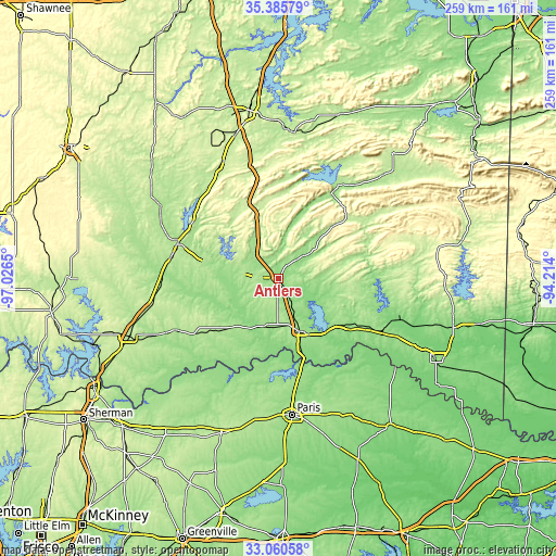 Topographic map of Antlers