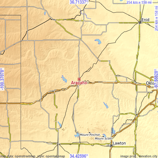 Topographic map of Arapaho