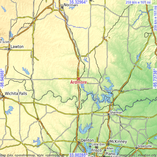 Topographic map of Ardmore