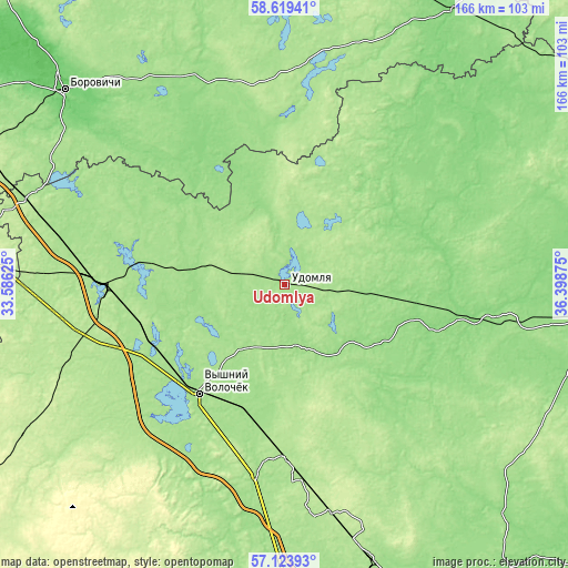 Topographic map of Udomlya