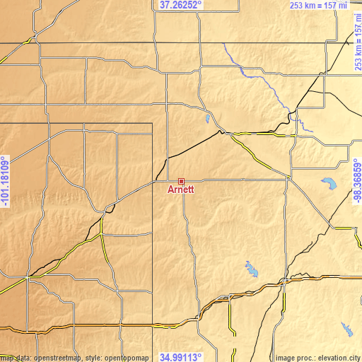 Topographic map of Arnett