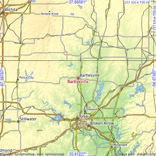 Topographic map of Bartlesville