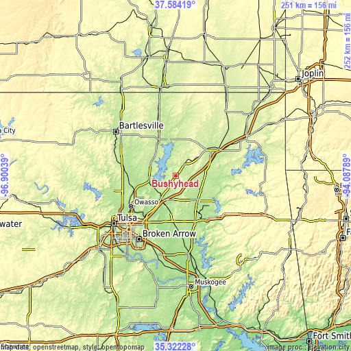 Topographic map of Bushyhead