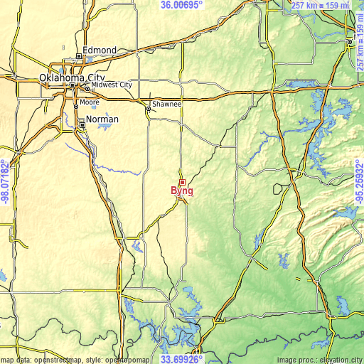 Topographic map of Byng