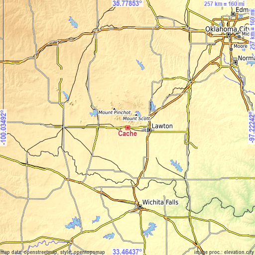 Topographic map of Cache