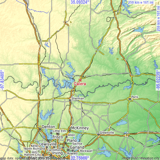 Topographic map of Calera