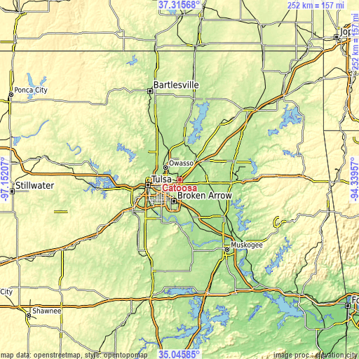 Topographic map of Catoosa